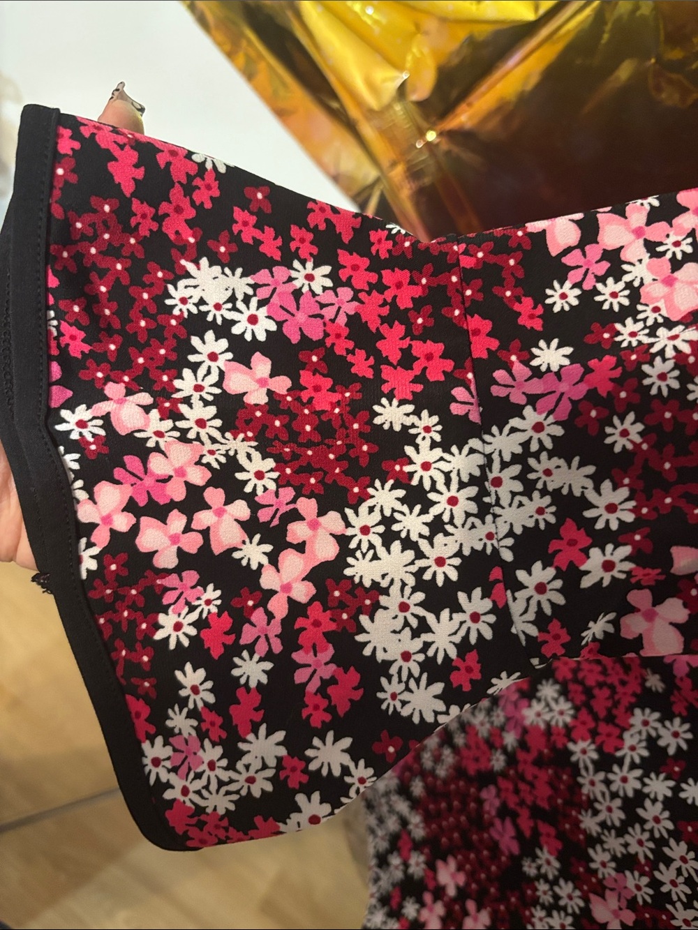 Michael Kors Pink and Black Floral Long Sleeve Tee - Picture 6 of 7